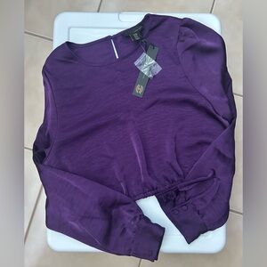 NWT House of Harlow Elastic Waist Purple Long Sleeve Blouse